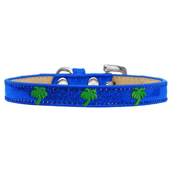 Green Palm Tree Widget Dog CollarBlue Ice Cream Size 12